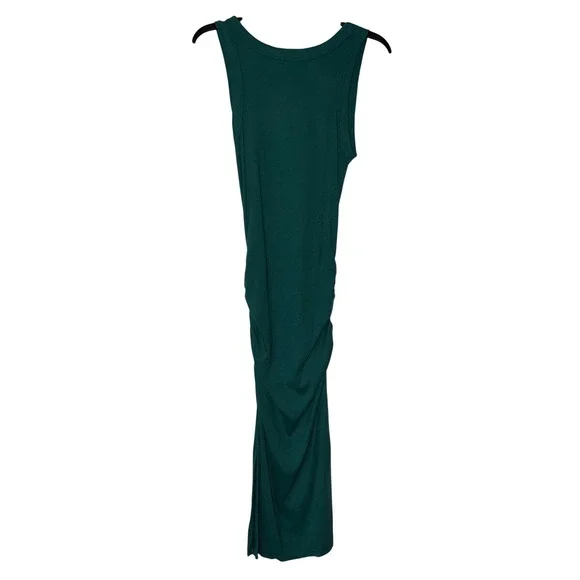 Michael Stars Green Ribbed Ruched V Neck Sleeveless Maxi Dress Size Small - Picture 2 of 8